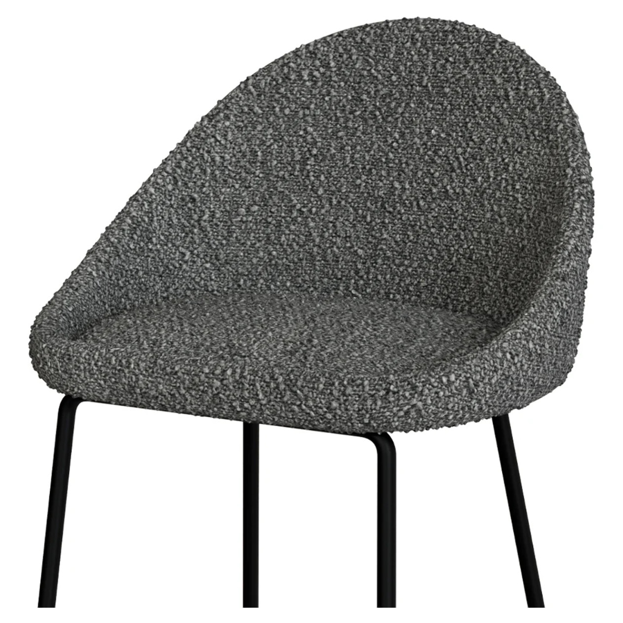Lot de 2 chaises pour îlot central 65 cm en tissu bouclette gris - Misty