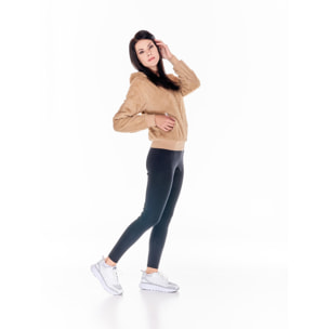 Chaqueta básica de sherpa con capucha para mujer