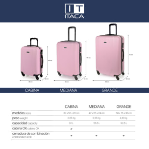 Maleta Itaca Tiber Set De 3 Unidades Rosa