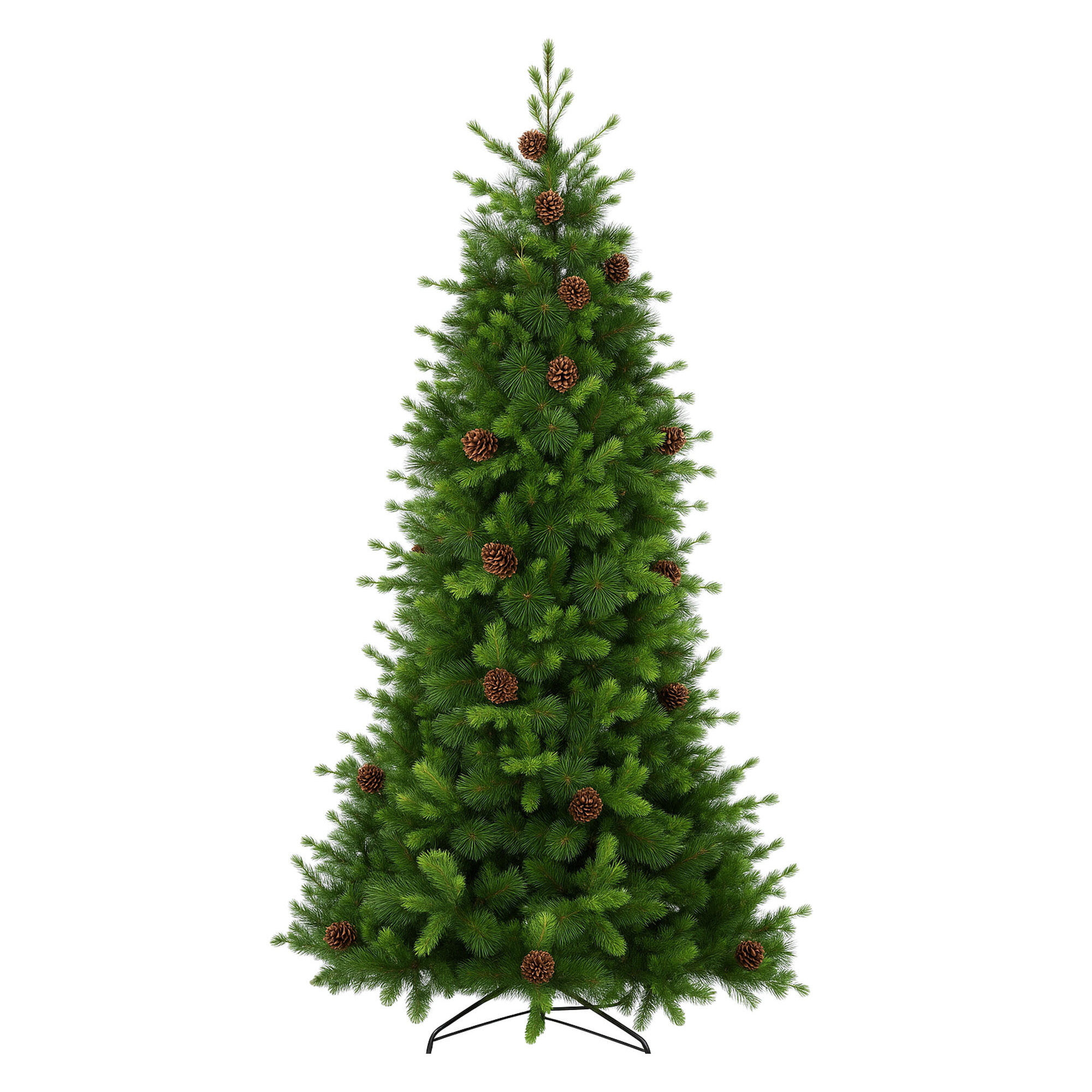 Waffle - Albero di Natale Tradizionale con Pigne in PE, PVC e PP Ø91x150H cm, 587 Punte