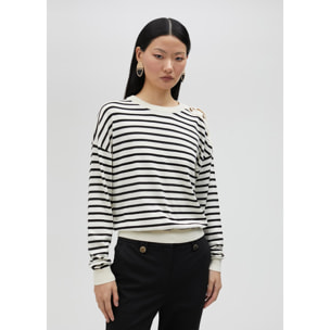 Pullover a righe con dettaglio sulla spalla