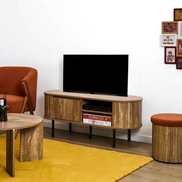 Meuble TV - HOME DECO FACTORY - Héritage - Étagère - Placard - Marron et Noir