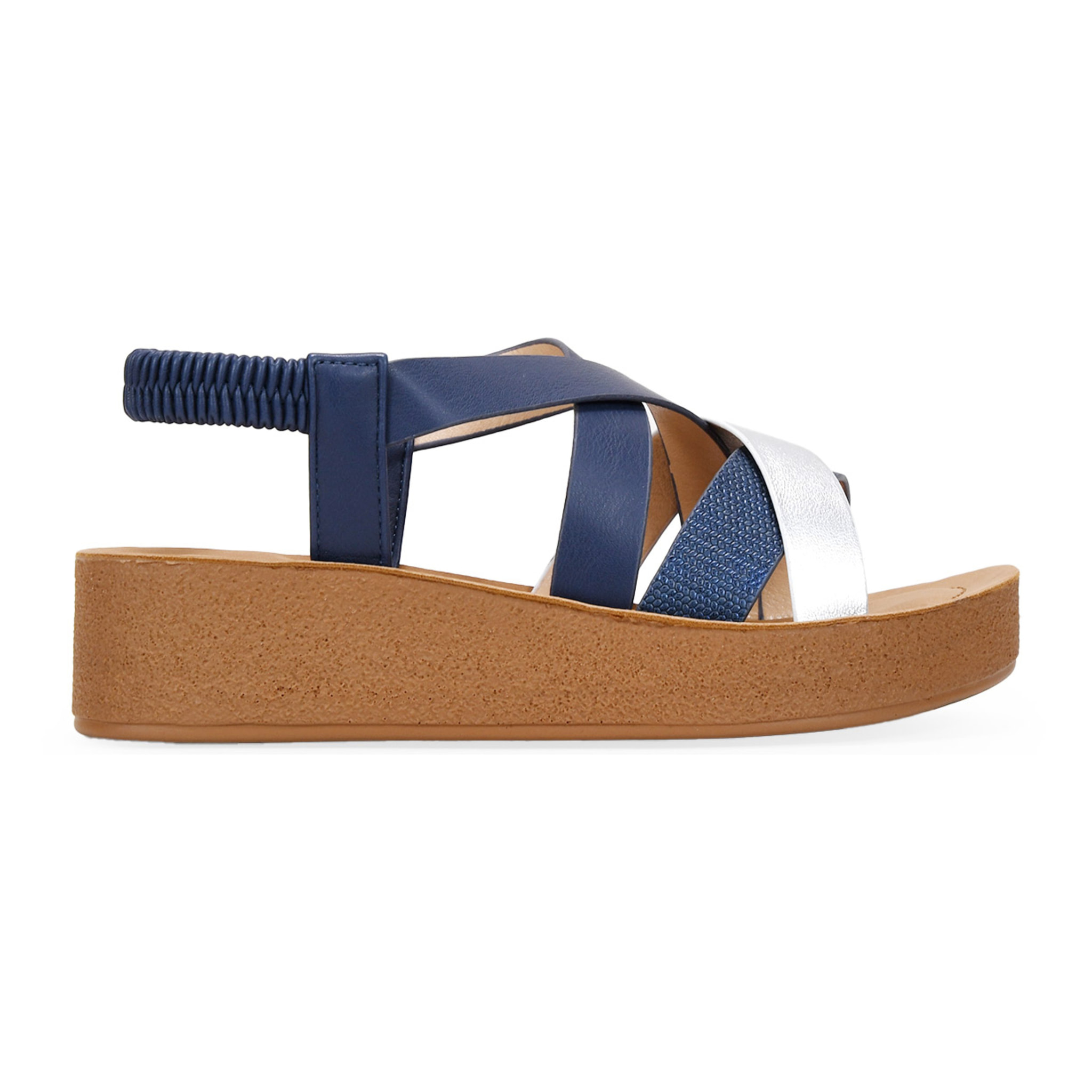 Sandalias de cuña azules con elástico