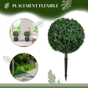 Lot de 2 plantes artificielles 70 cm boules de buis