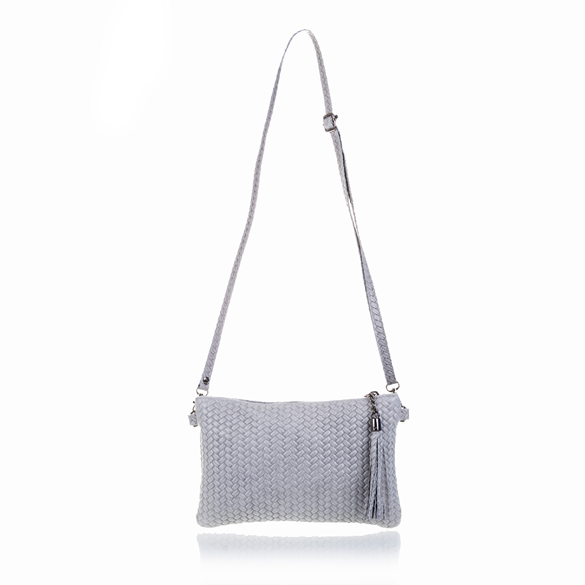 Oleggio Borsa a tracolla Donna.Pelle autentica Camoscio Inciso Zigzag