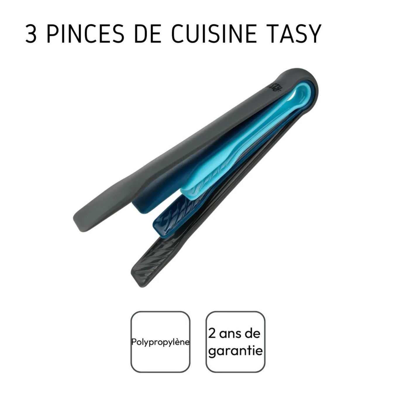 Lot de 3 pinces de cuisine multifonction 16,1 cm, 20,3 cm et 25,8 cm Tasty Core