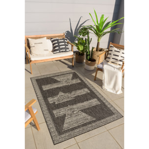 Samba - tapis intérieur extérieur motif abstrait géométrique, anthracite