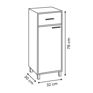Meuble bas 1 porte 2 niveaux Come bois et effet marbre