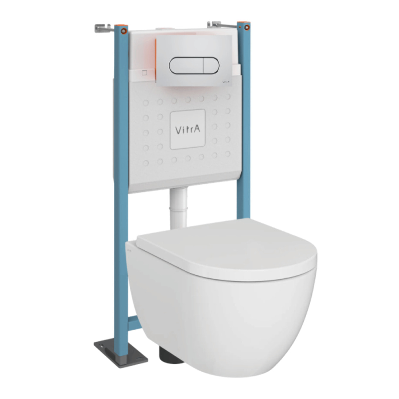 Pack WC suspendu sans bride M60 VortexFlush Round + abattant frein de chute + Bâti support autoportant + Plaque Chromé