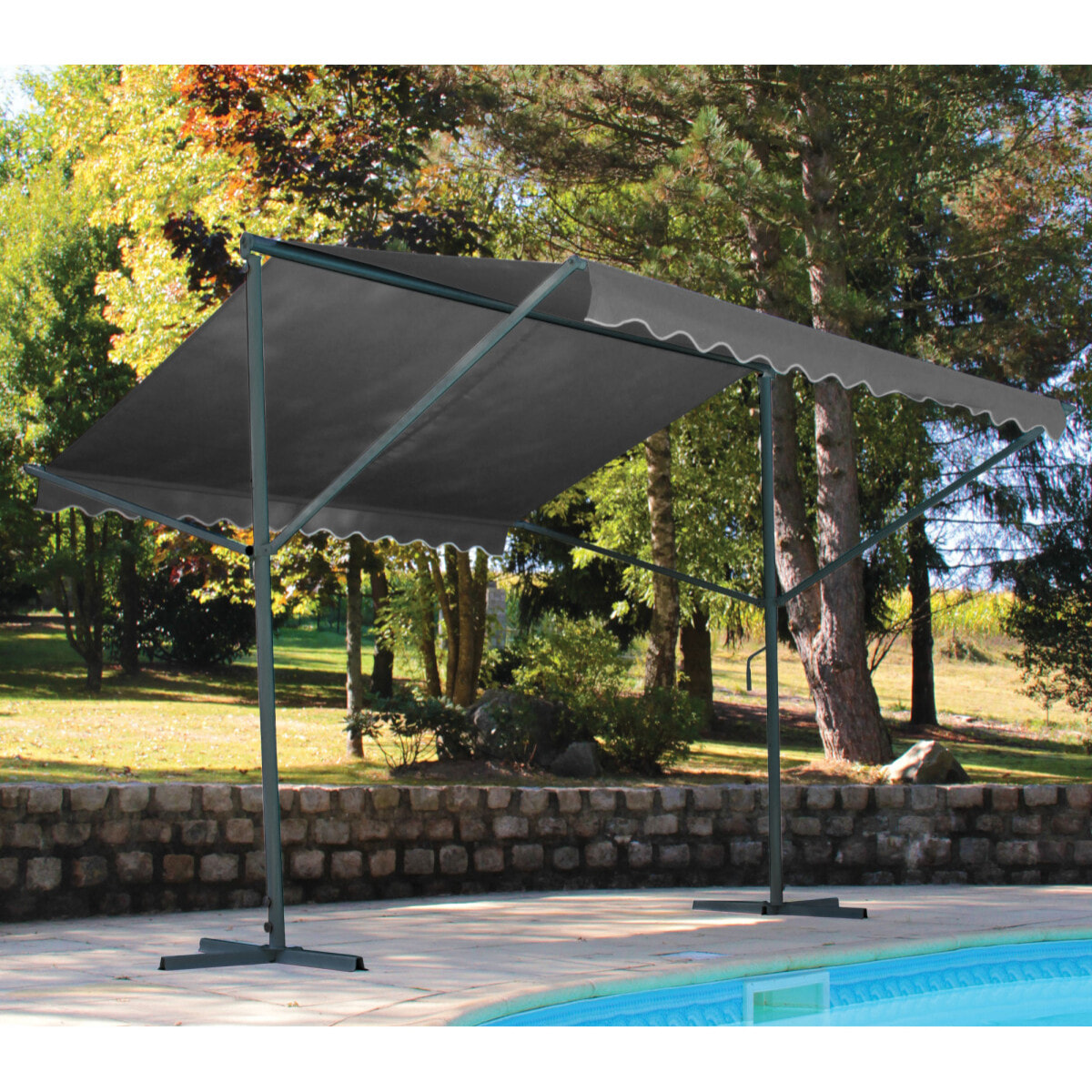 Tonnelle 2 pans 3,5m - acier - gris anthracite - COLUMBA