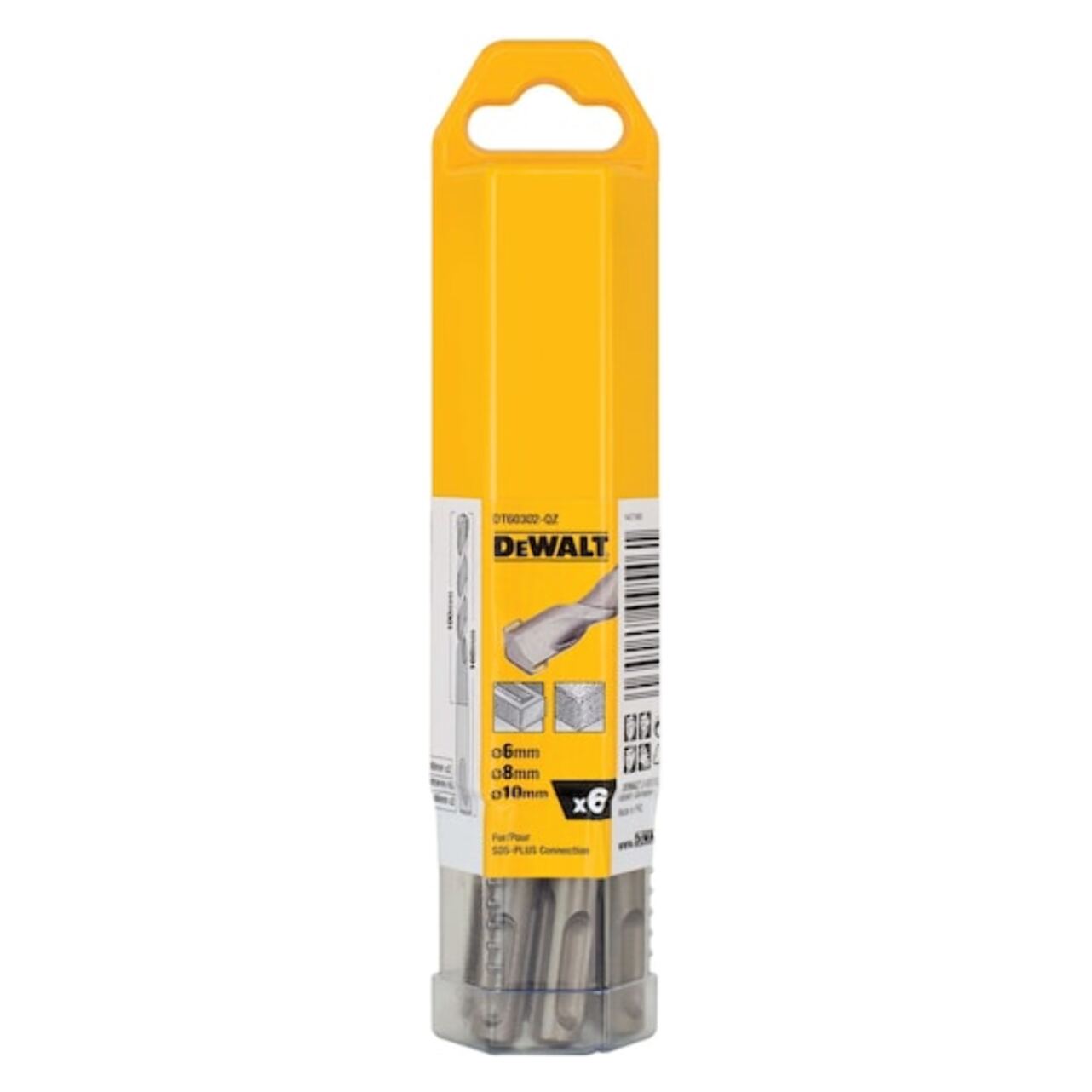 Pack de 6 forets SDS-Plus diam : 6 mm (x2), 8 mm (x2), 10 mm (x2) - DEWALT - DT60302-QZ