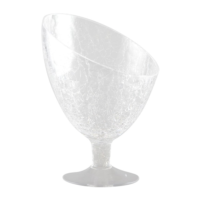 Coupe sur pied en verre effet craquelé conique 18x18x25cm