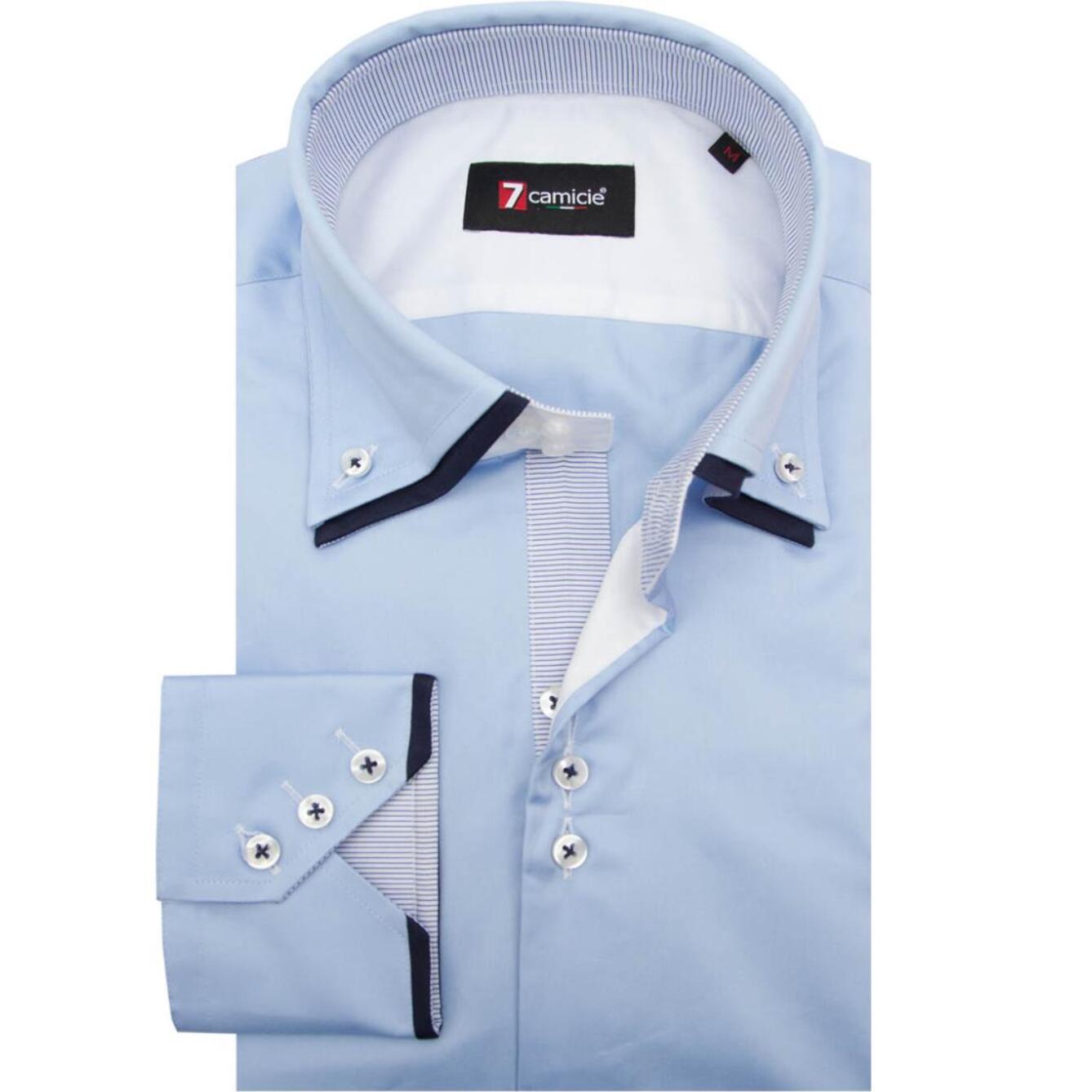 Camicia Uomo 3 Bottoni Button Down Doppio Collo Slim Sa
