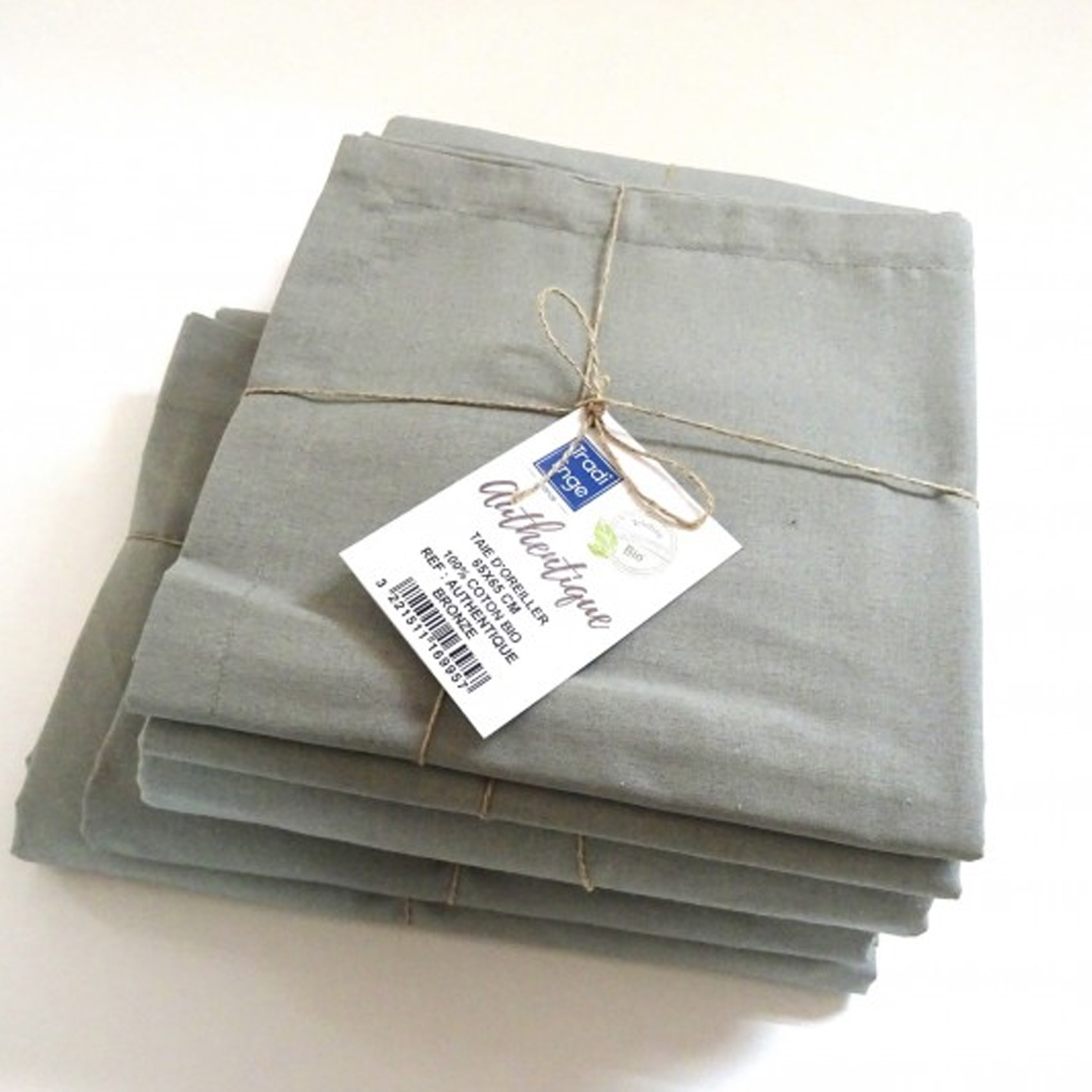 Taie d'oreiller en 100% coton biologique - Marron Clair