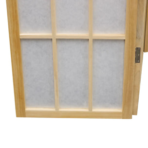 Paravent Sandai 112,5x170cm blanc et bois