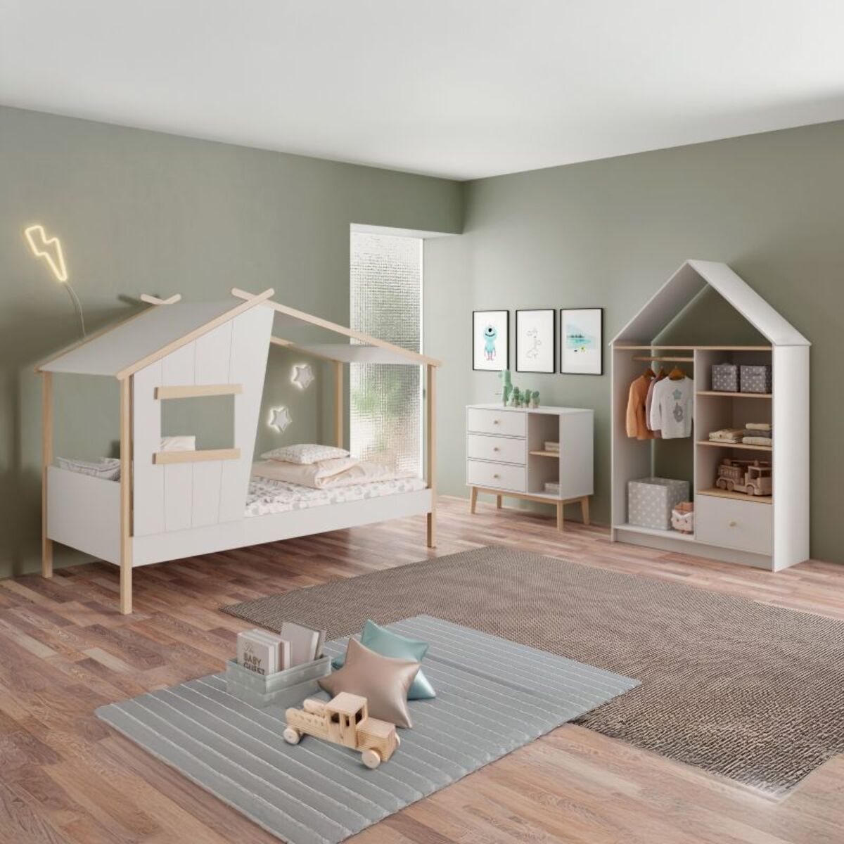 Cama cabaña Hutbed Blanco - Oak Soft