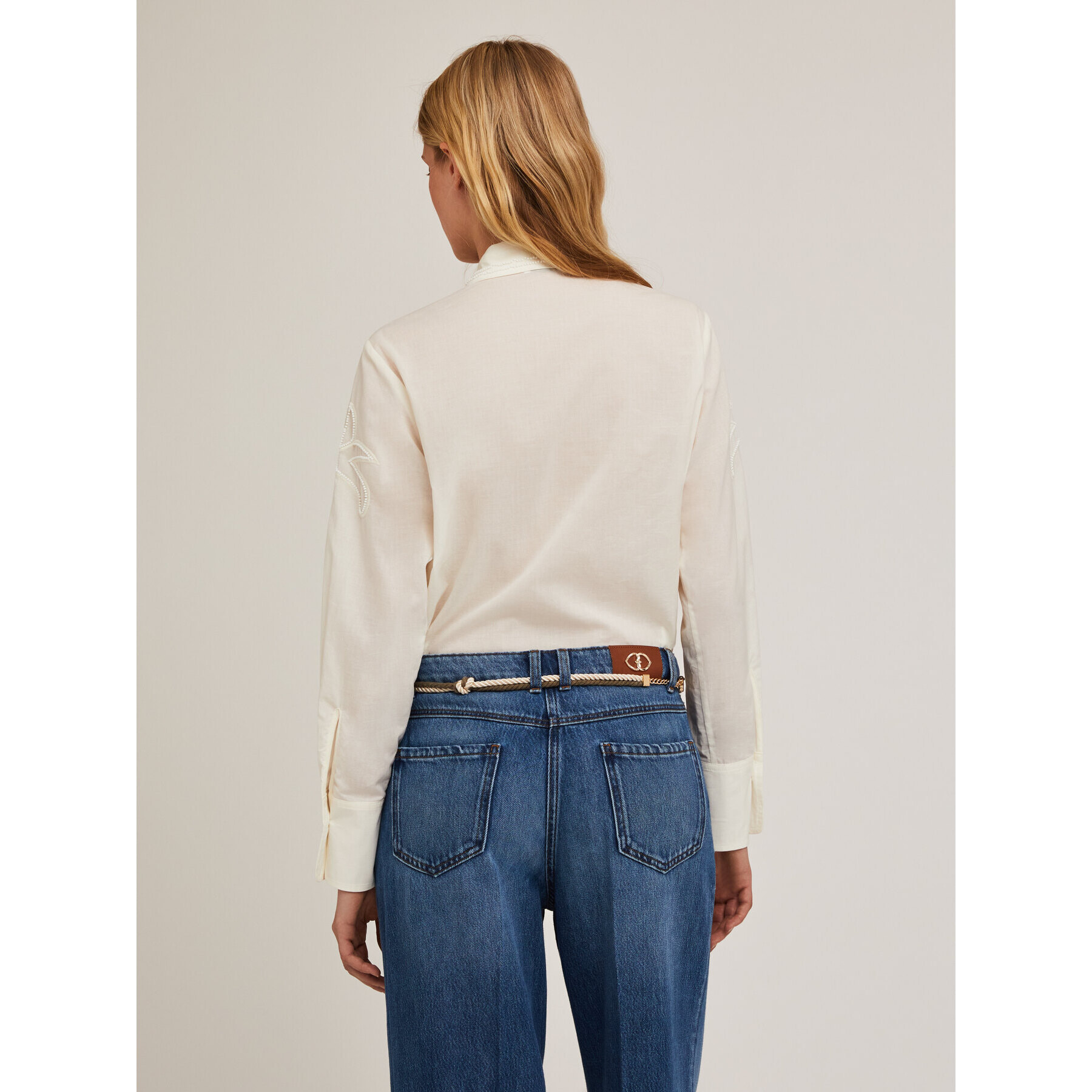 Motivi - Blusa de algodón con bordados - Blanco