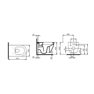Bello Cuvette suspendue sans bride + Abattant frein de chute, Blanc (BelloRimless)