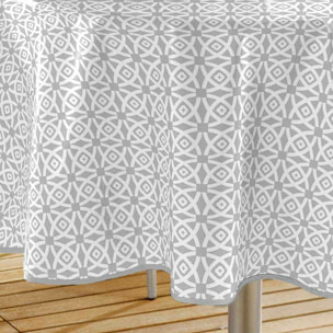 Nappe ronde en PVC à imprimés géométriques - Gris clair