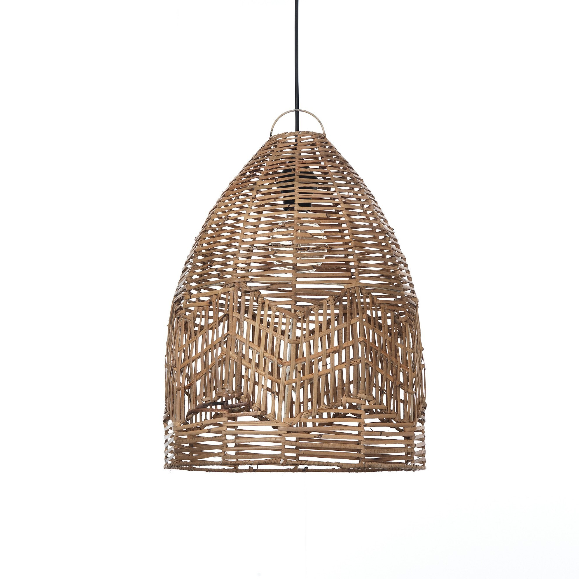 Suspension Tomasucci REETHA SMALL, en rotin, noir, 35 × 35 × 50 cm