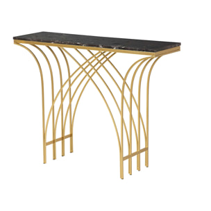 Consola Metal Marmol Negro 104x30x79 Cm