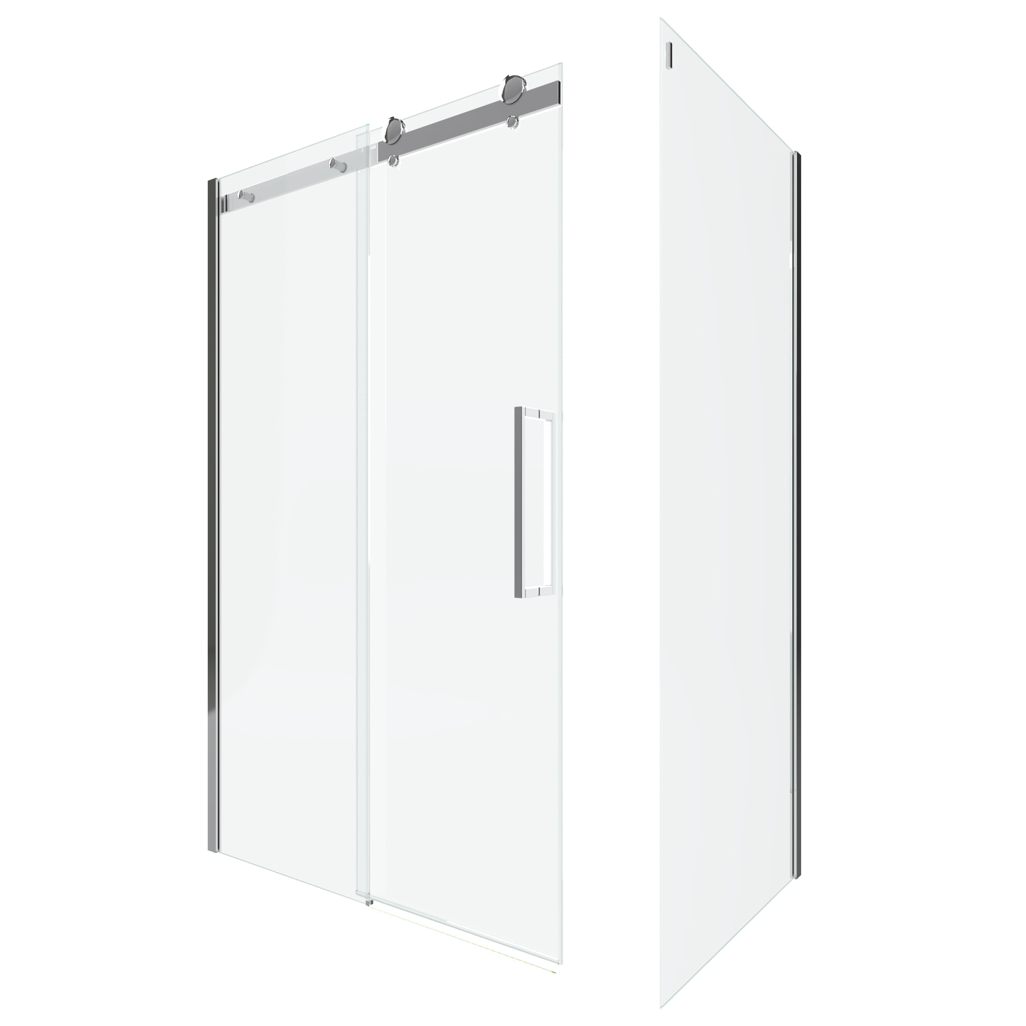 Porte de douche coulissante + retour 140X80cm - RAILROAD CHROMED 140 FRONT-80