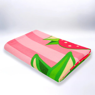 Serviette de plage microfibre enfant - Pop-Fraise - 75x150cm - 220g/m²