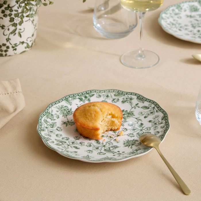 Lot de 6 assiettes dessert Lisière ronde D.21cm vert