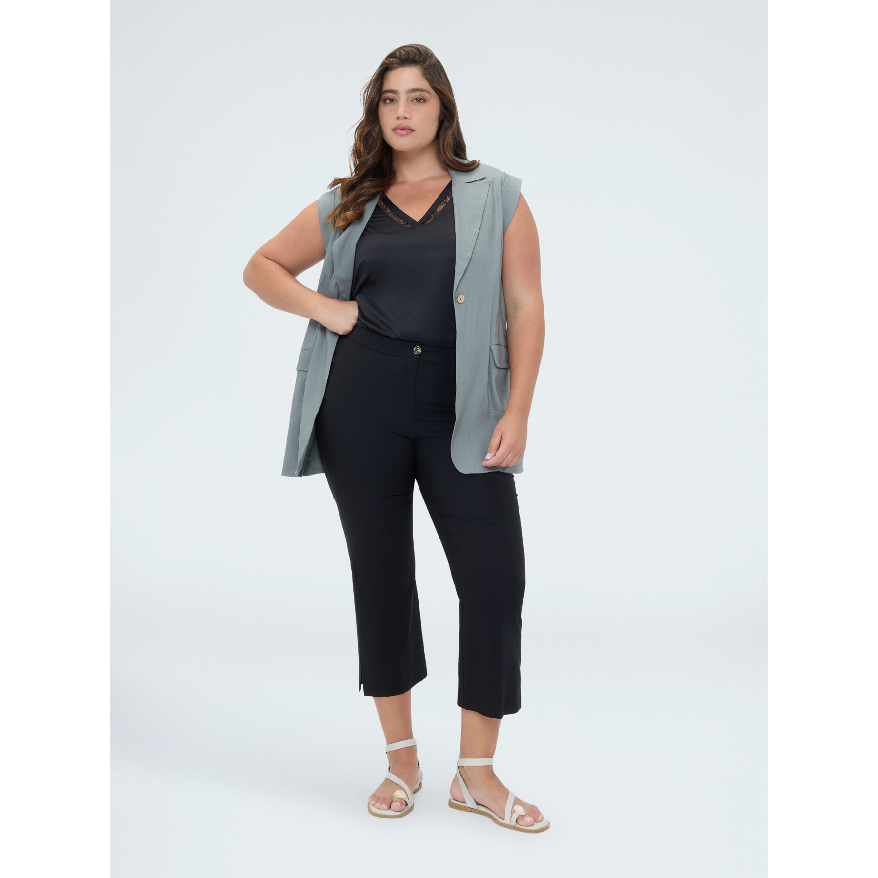 Fiorella Rubino - Pantaloni Kick Flare in tessuto stretch - Nero