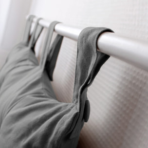 Coussin tête de lit en coton et pattes boutonnées - Gris clair