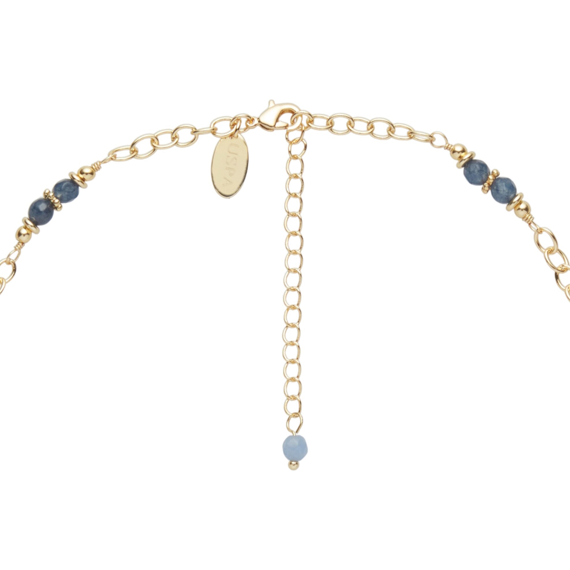 Collana U.S. Polo Assn. In metallo dorato con lapislazzuli e agata blu