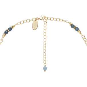 Collana U.S. Polo Assn. In metallo dorato con lapislazzuli e agata blu