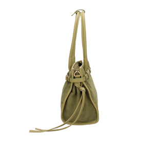 Borsa a spalla da donna Made in Italy - Modello Novara Ultra - Pelle scamosciata - 31.5 x 20.0 x 14.0 cm