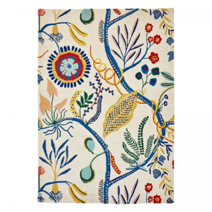 Tapis salon et chambre fait à la main en laine motif floral CHICDOUY