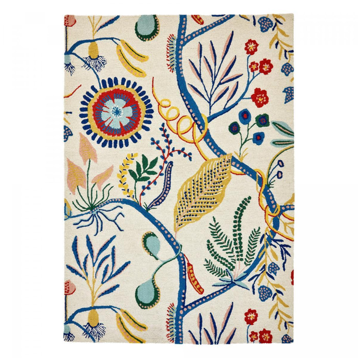 Tapis salon et chambre fait à la main en laine motif floral CHICDOUY