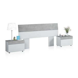 Cabecero con mesitas Axel Blanco Artik (Blanco Mate) - Gris Cemento