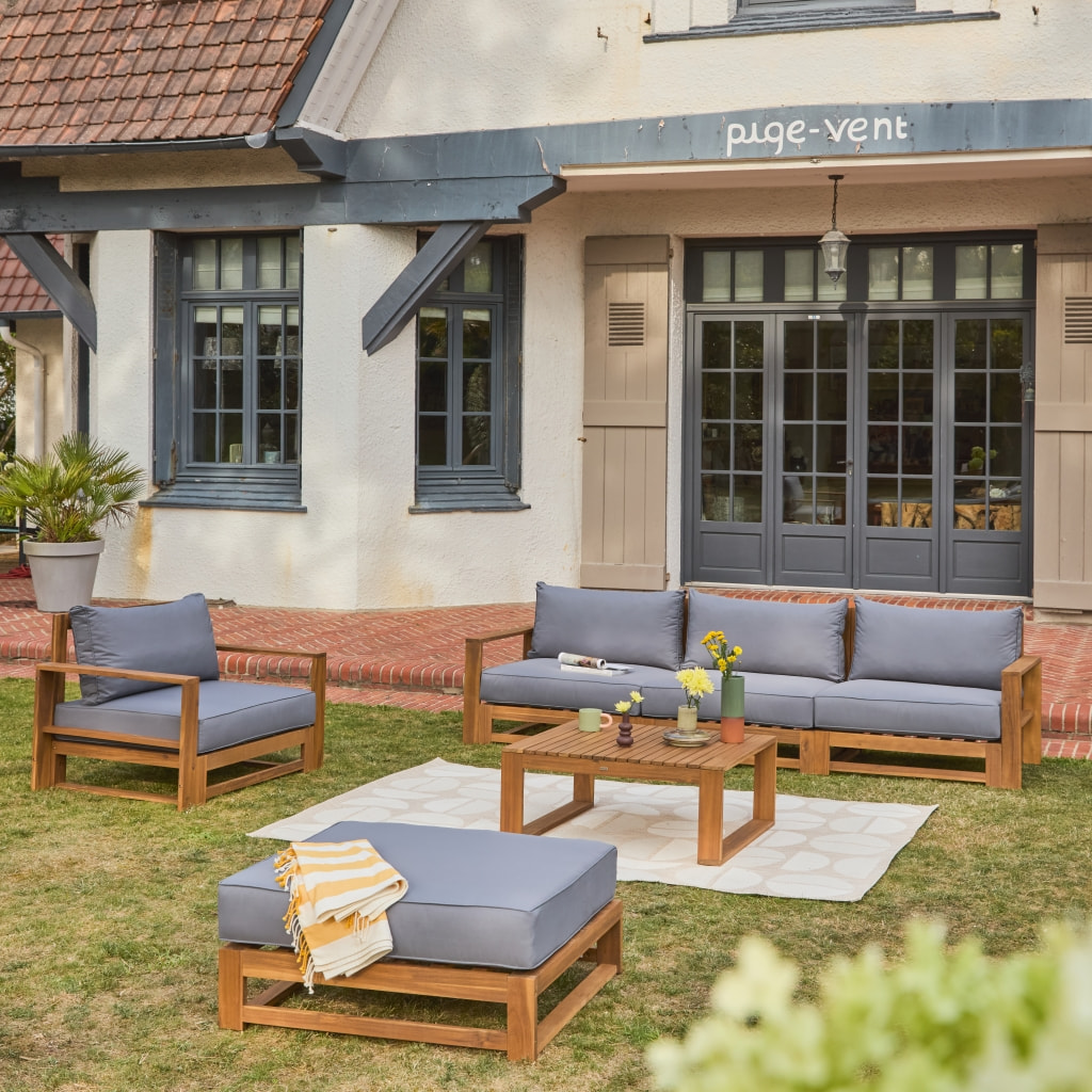 Salon de jardin bois d'acacia 5 places MENDOZA