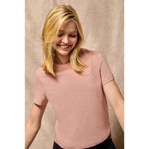 Camiseta Tori rosa palo con print engomado Polo Club