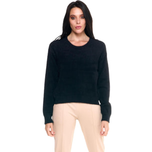 Maglia da donna girocollo con placchetta logata Leone 1947 Never Without