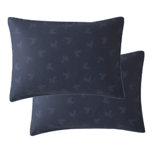 Taie d'oreiller satin de coton imprimé bleu Marronniers bleu