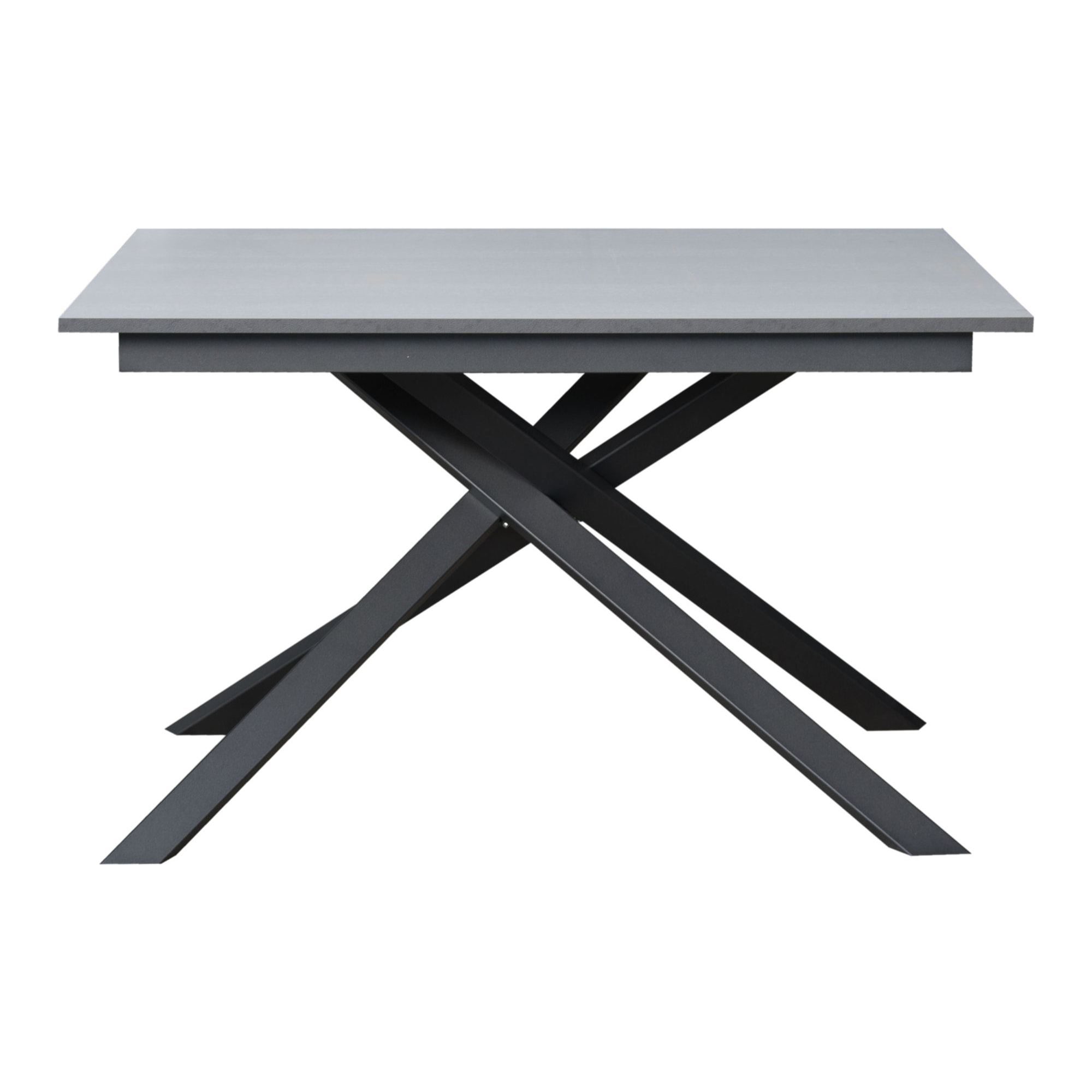 Table extensible 90x120/180 cm Ganty Gris Béton bande de chante en teinte cadre Anthracite