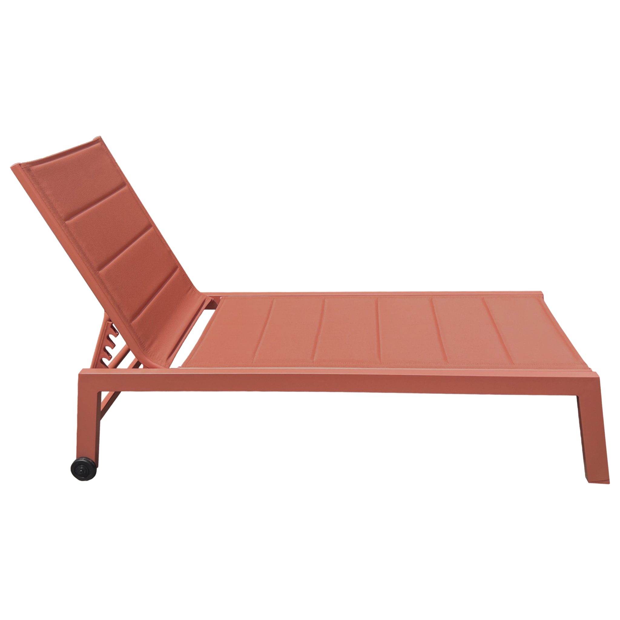 Set bain de soleil et table d'appoint BARBADOS en textilène terracotta - aluminium terracotta