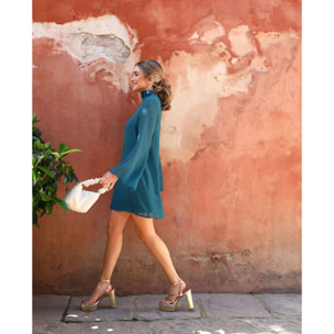 Vestido corto halter transparente