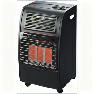 Stufa Catalitica a Gas GPL 4200 W Con Infrarossi Ventilata Turbo 1500 W Ambienti Fino A 80 m² 3 Livelli di Potenza con Antiribaltamento Con Ruote Nero