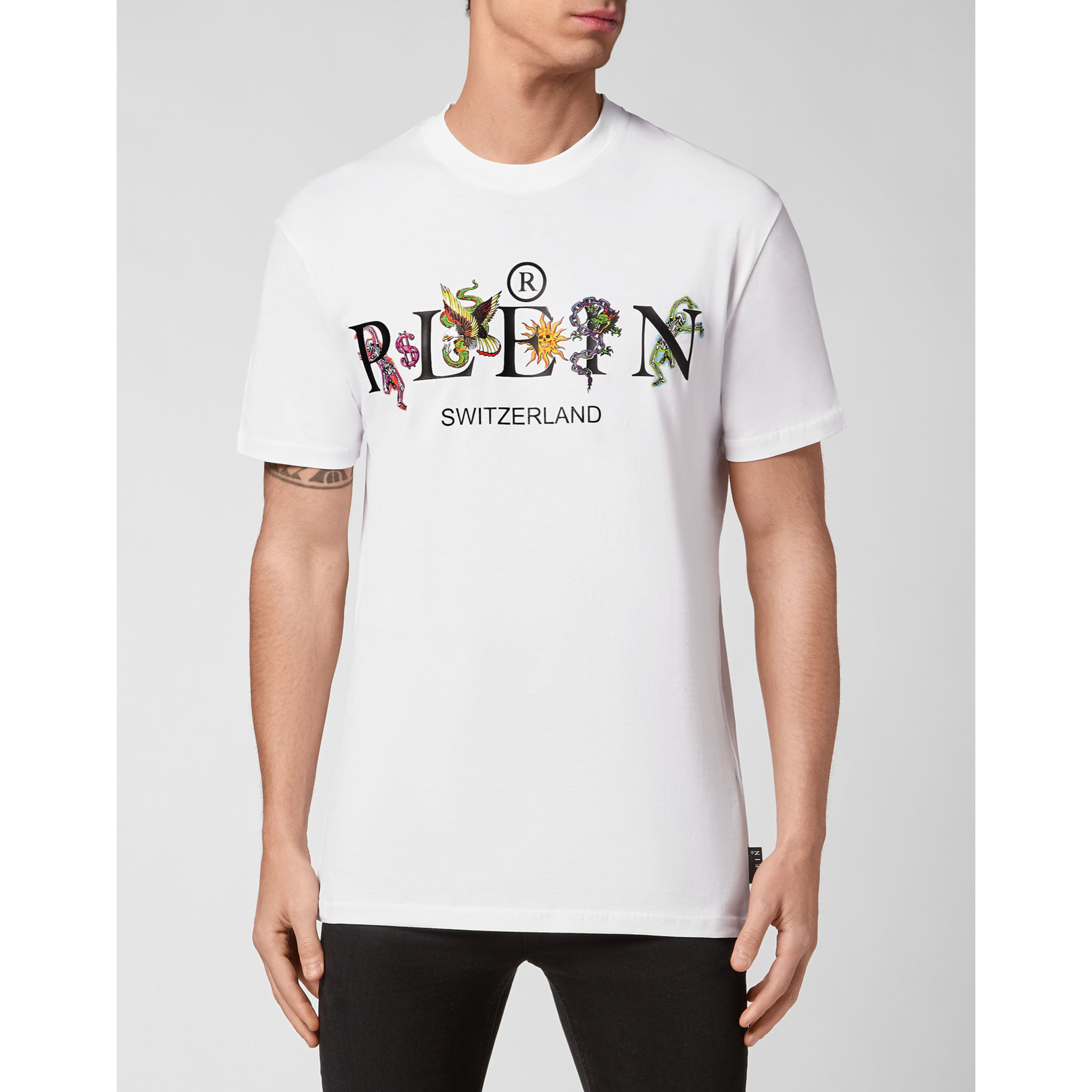 PHILIPP PLEIN Camiseta de cuello redondo y manga corta TATTOO