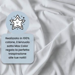 LENZUOLO SOTTO CON ANGOLI MAX COLOR, 100% COTONE MADE IN ITALY - MATRIMONIALE MAXI
