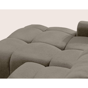 Yulin - Canapé d'angle ouvert gauche 4 places convertible avec coffre en tissu bouclette - Taupe