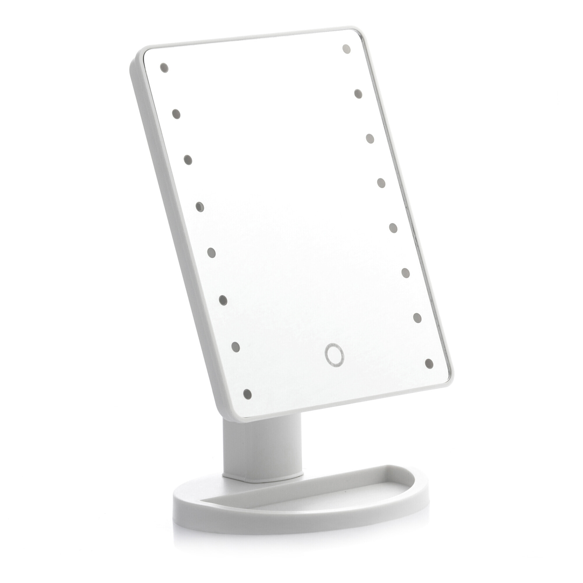 Specchio LED Touch da Tavolo - ABS e Vetro - Bianco - 17x27x12 cm