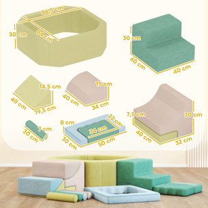 15 blocs de construction en mousse XXL revêtement tissu déhoussable - modules de motricité - multicolore