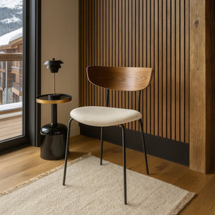 Lot de 2 chaises en bois et velours écru RIVA